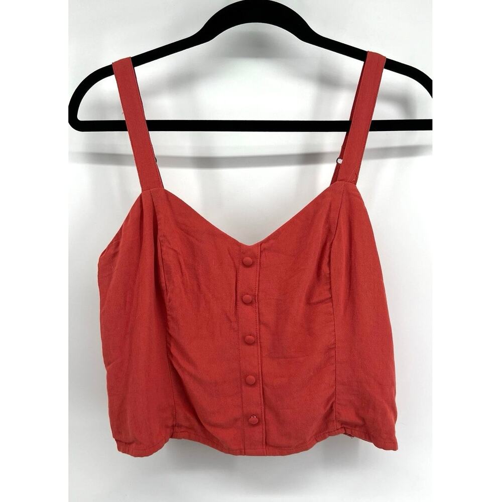 Abercrombie & Fitch Women's Button Front Smocked Cami Top Size S Coral